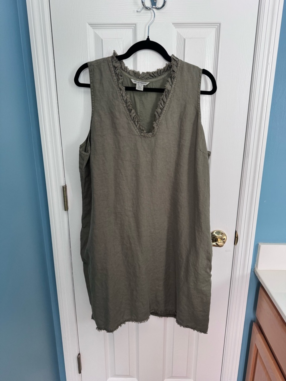 Tommy Bahama Two Palms Ruffle Shift Linen Dress